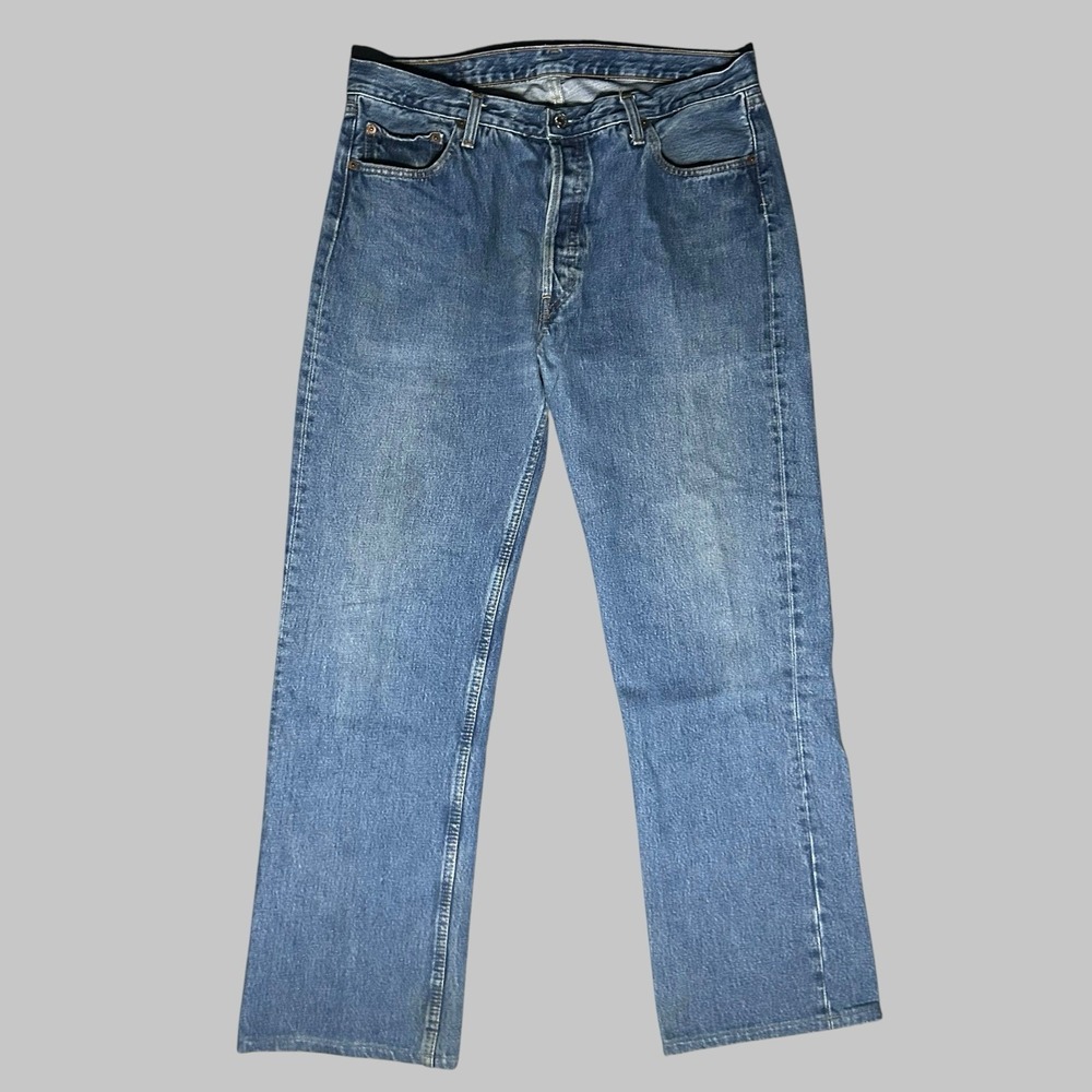 Vtg 2000s Levis 501 Mens 34x28 Light Blue Wash Jeans Made In Usa Button Fly